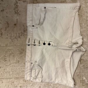Women's White Jean Shorts with Button Accents
